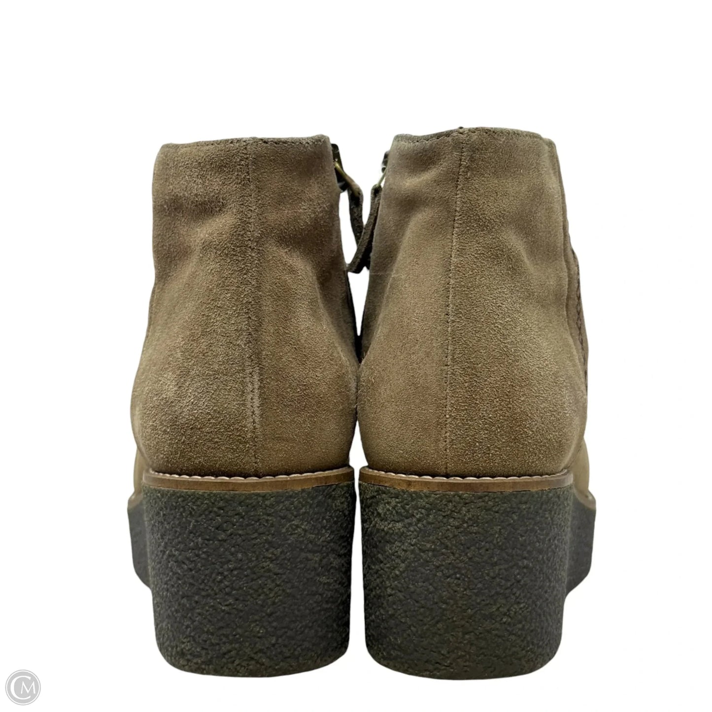 Vina Suede Platform Wedge Booties By Aquatalia In Tan, Size: 6