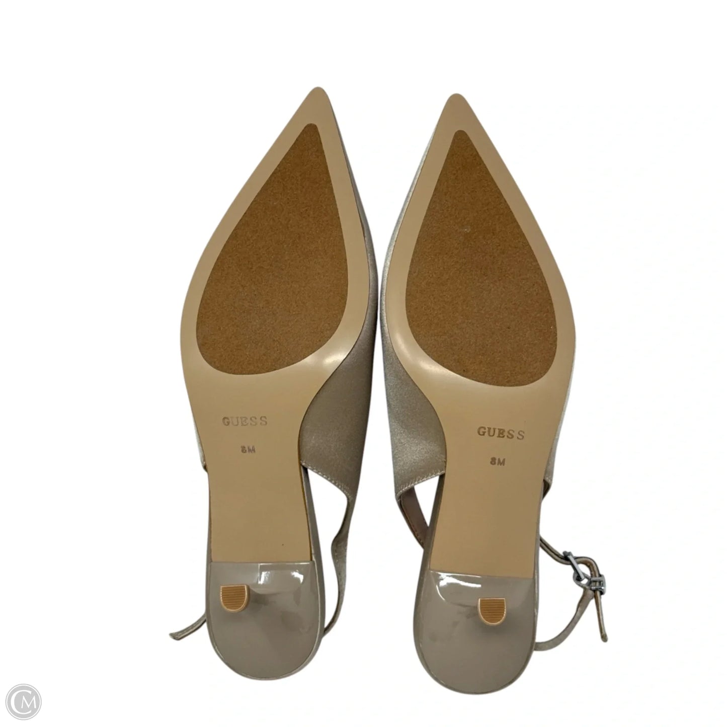 Yannick Satin Kitten Heel Pumps By Guess In Tan, Size: 8