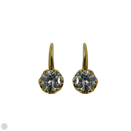 Brass & CZ Solitaire Drop Earrings By PAJ