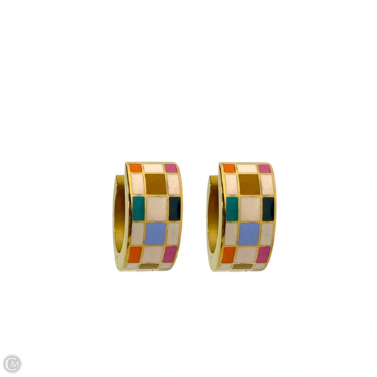 Bright Checkered Super Chunky Huggie Hoop Earrings By Oh Clementine