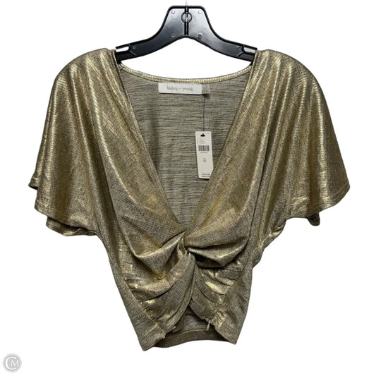 Metallic Twist Top Short Sleeve By Bishop + Young In Gold, Size: Xs