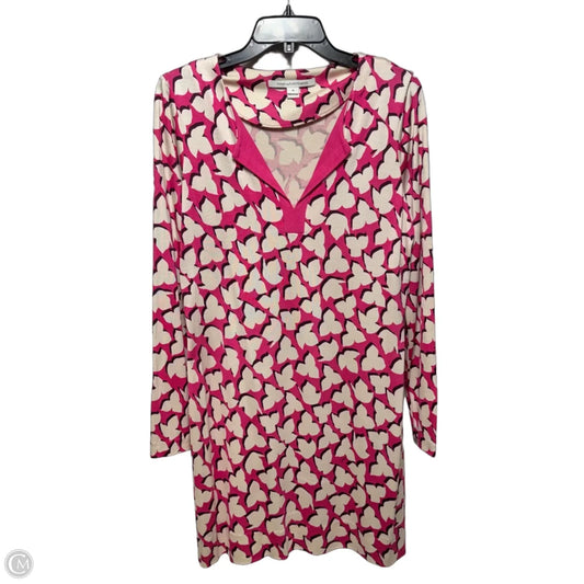 Reina Silk Knit Midi Dress Designer By Diane Von Furstenberg In Pink & White, Size: 10