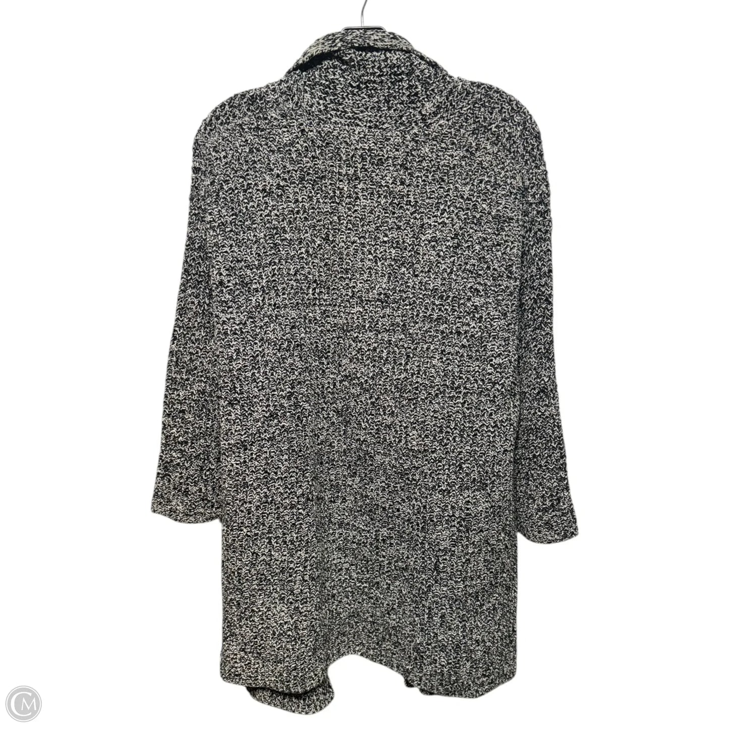 Sweater Cardigan By Eileen Fisher In Black & White, Size: S