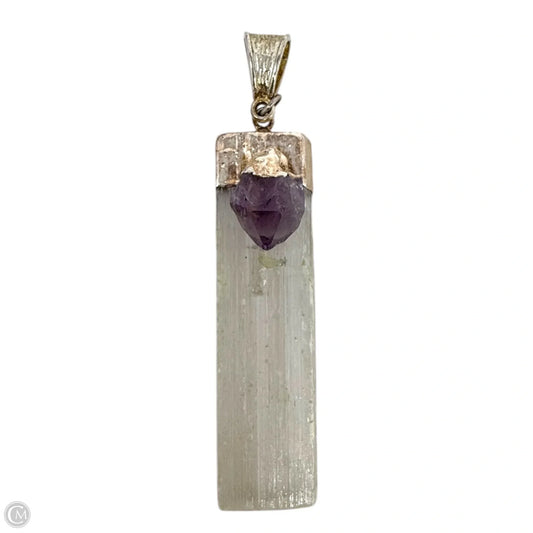Selenite Bar Raw Amethyst Accent Hand Crafted Pendant By Clothes Mentor