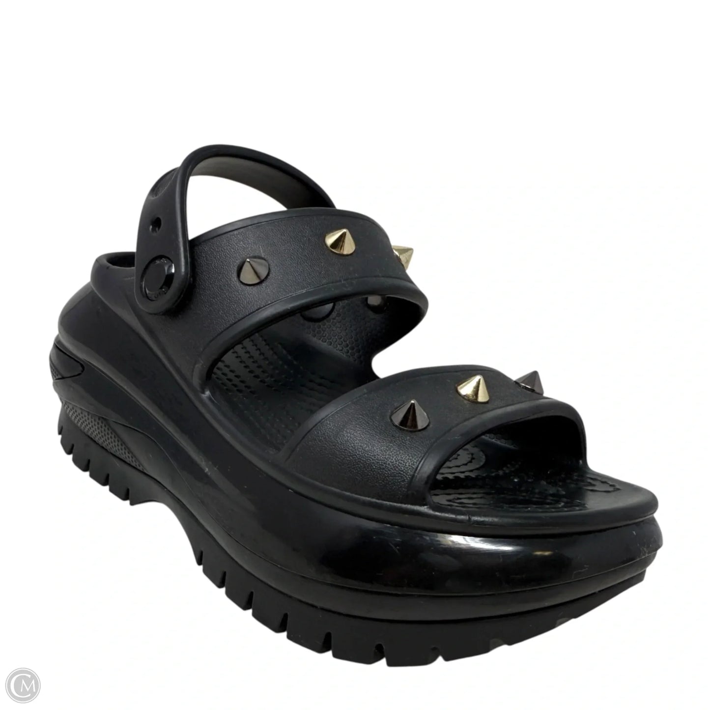 Mega Crush Spike Studded Sandals Heels Platform By Crocs In Black, Size: 5