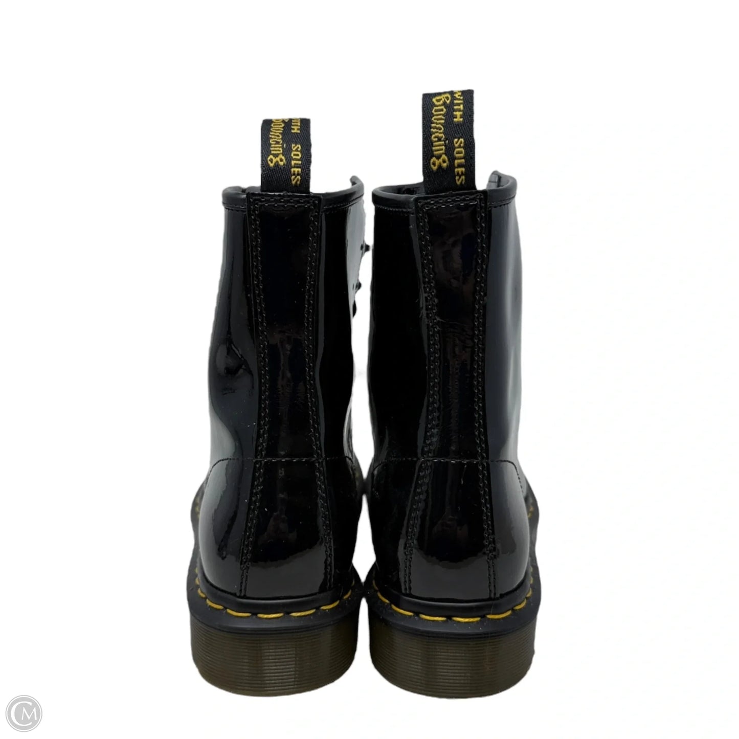 1460 Patent Leather Lace Up Boots By Dr Martens In Black, Size: 9
