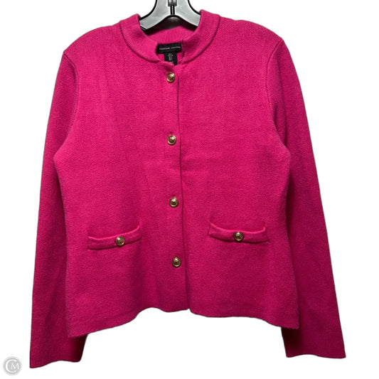 Sweater Cardigan By Adrienne Vittadini In Pink, Size: L