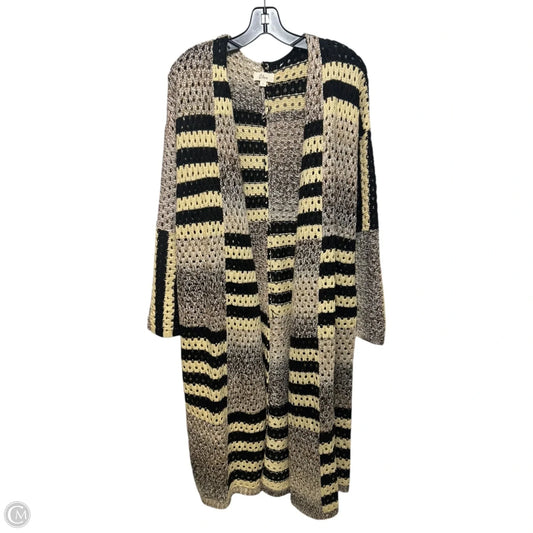 Open Knit Sweater Cardigan By Elan In Multi-colored, Size: L