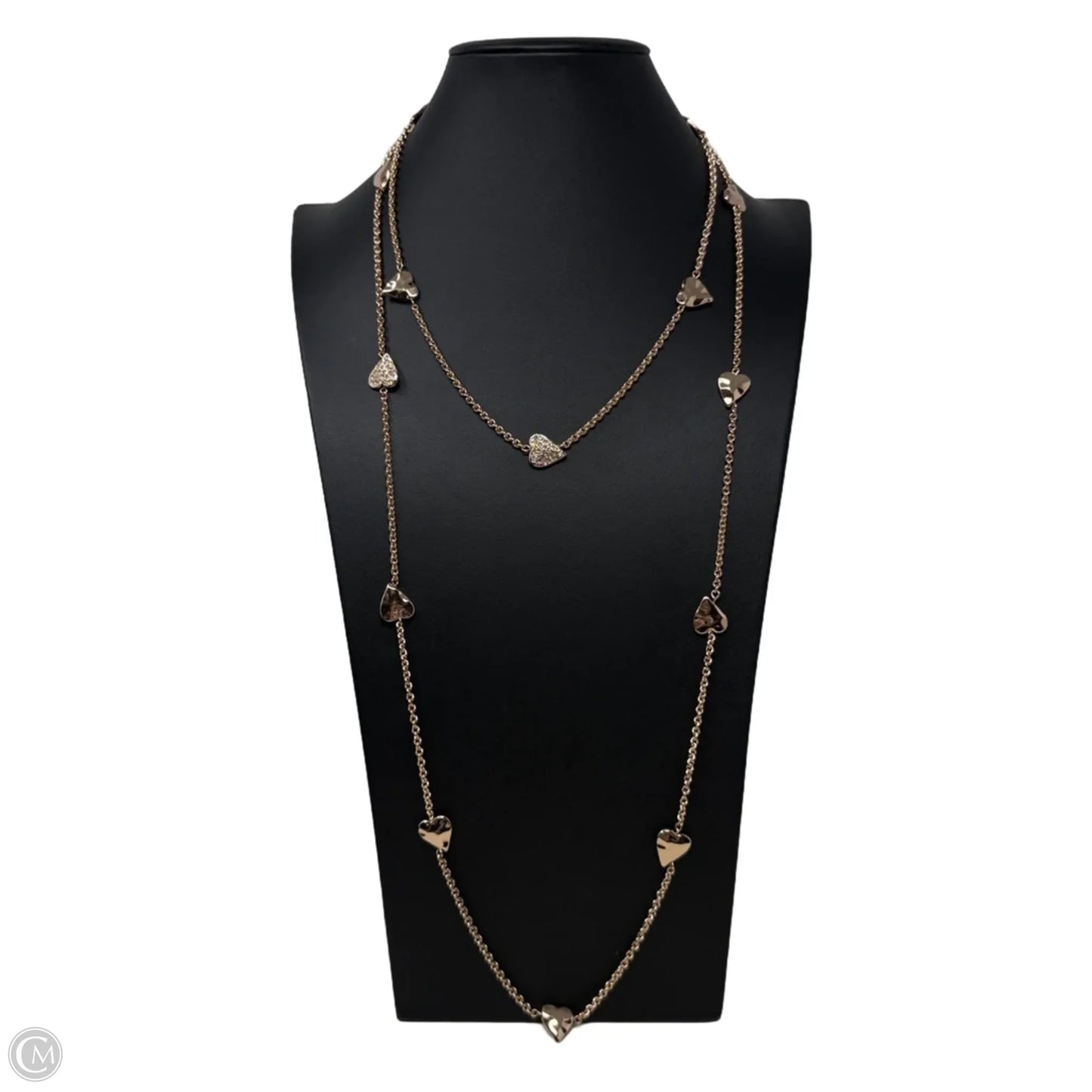 Gold Tone & Crystal Heart Station Necklace By Chico’s
