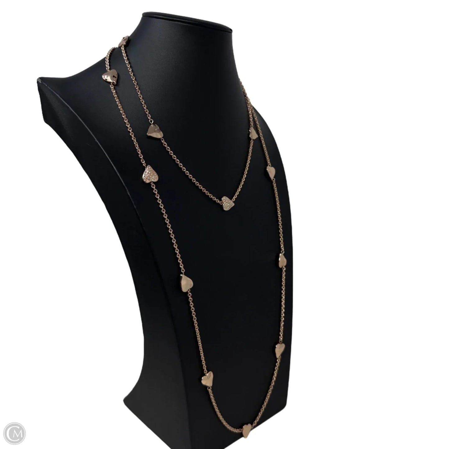 Gold Tone & Crystal Heart Station Necklace By Chico’s