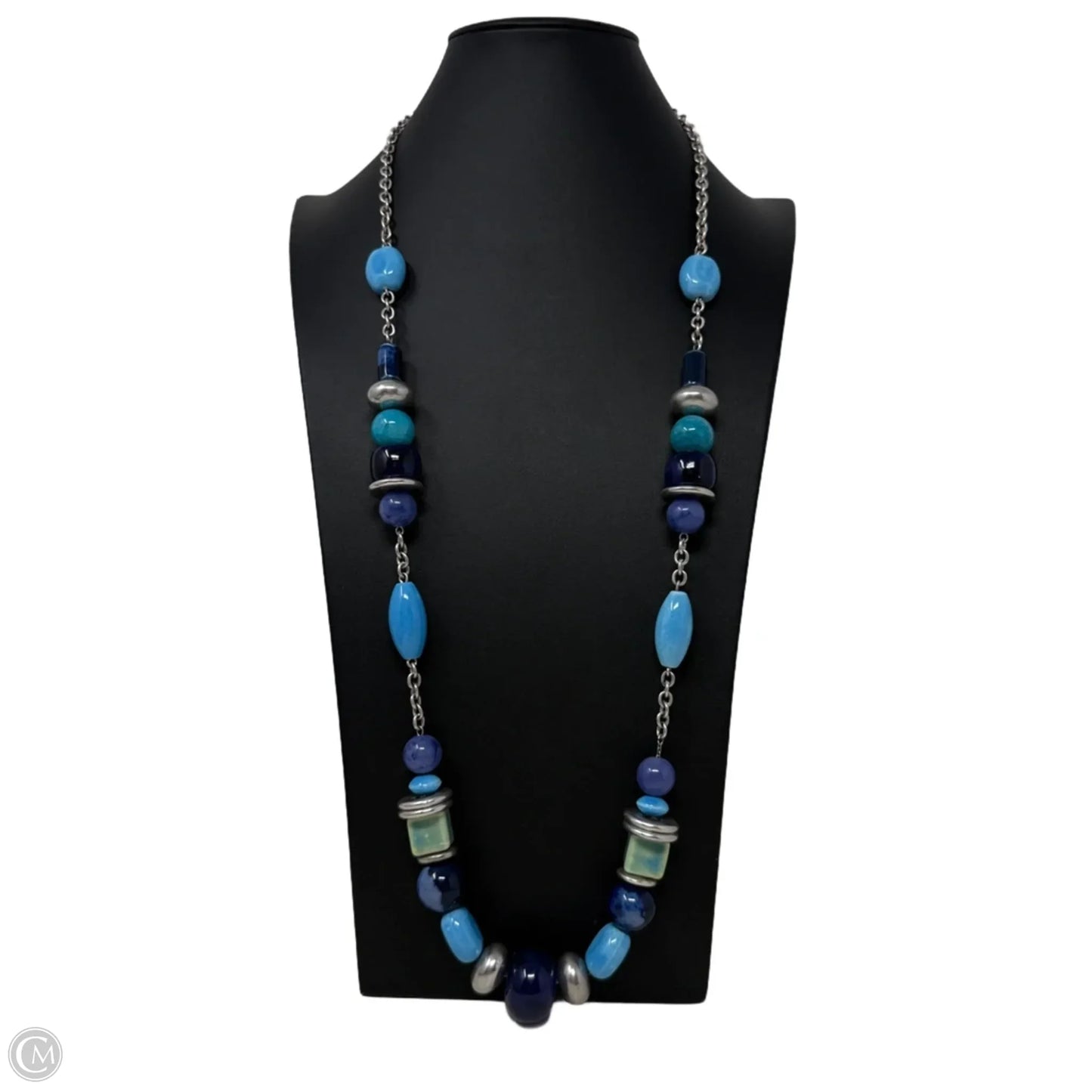 Blue & Silver Beaded Ling Necklace By Chico’s