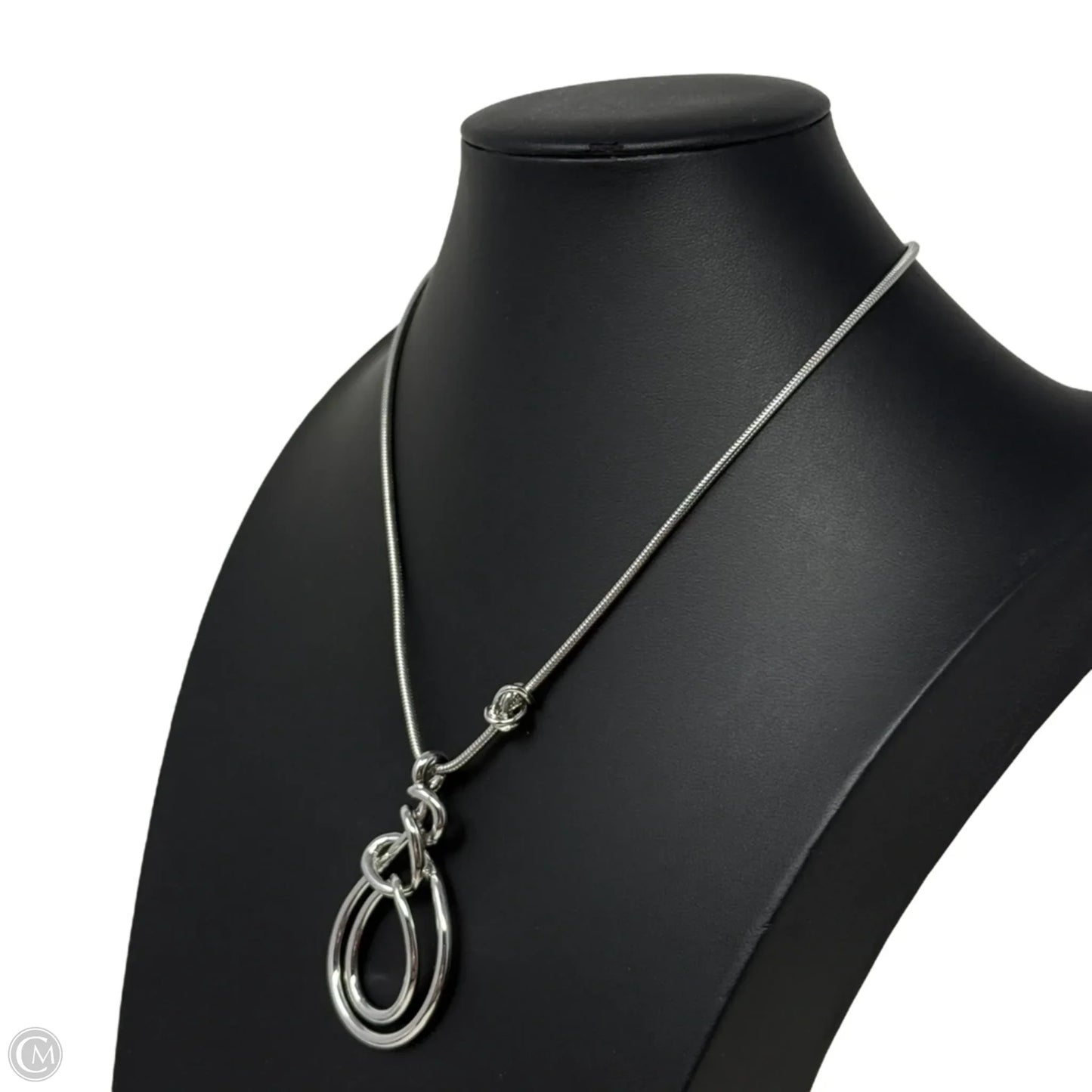 Silver Tone Structural Teardrop Pendant Necklace By Chico’s