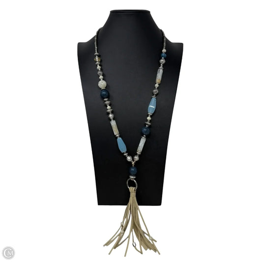 Blue Multi Stone Tassel Ling Necklace By Chicos