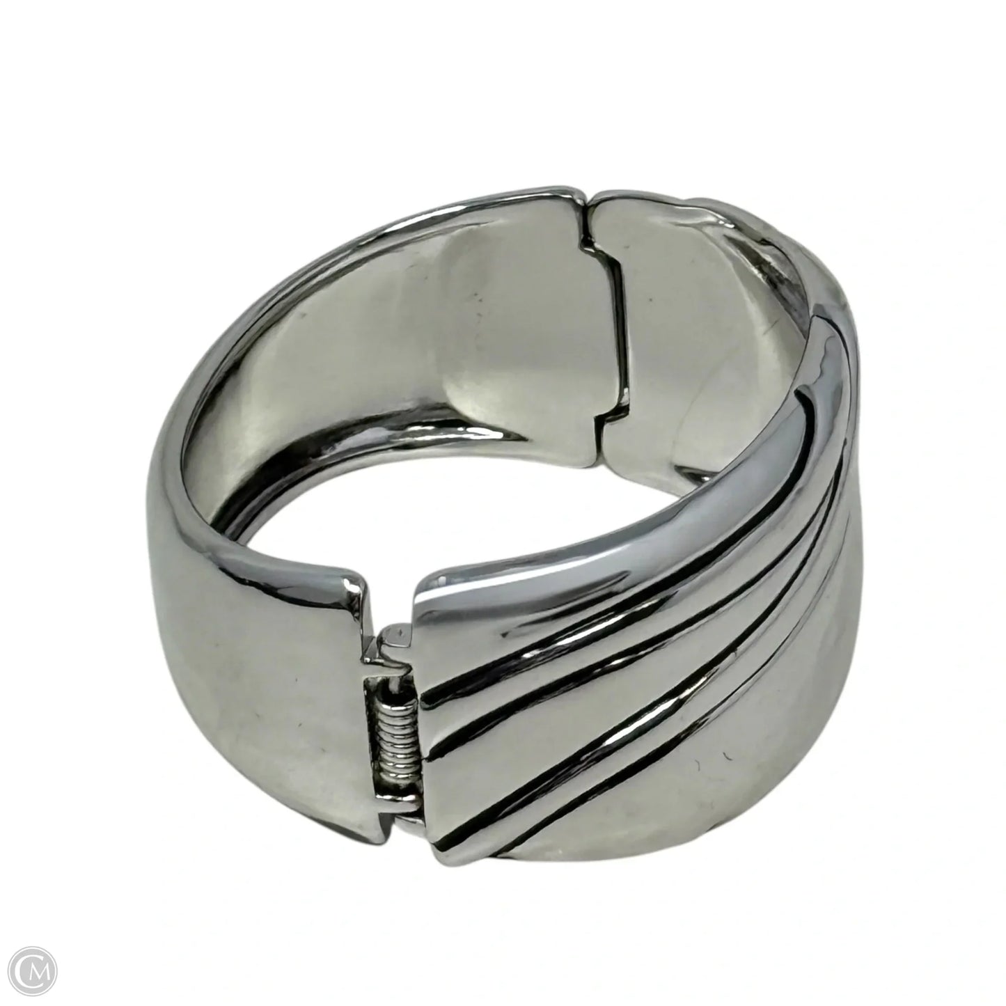Silver Tone Wave Hinged Cuff Bracelet By Chicos