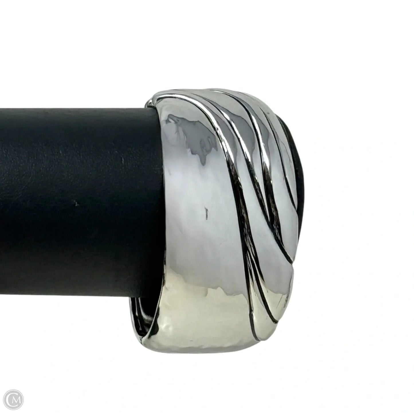 Silver Tone Wave Hinged Cuff Bracelet By Chicos