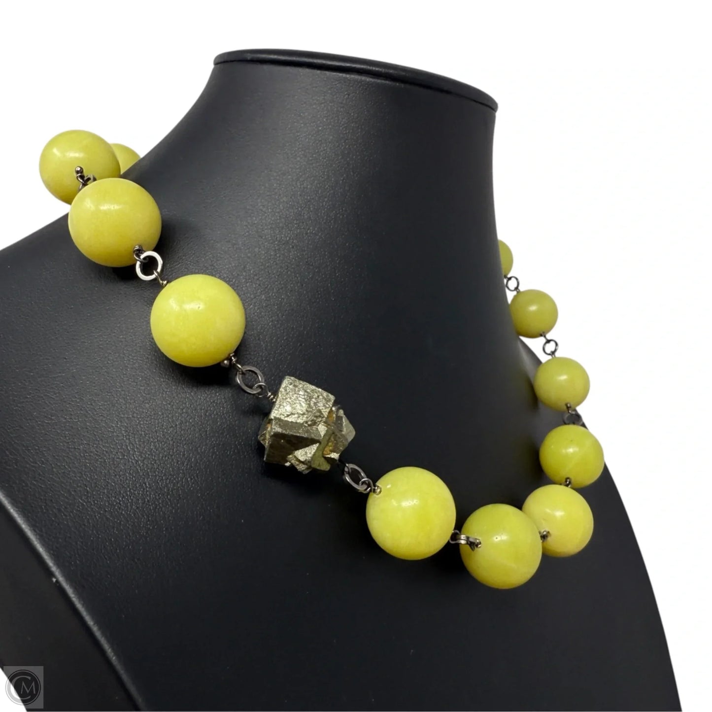 Chunky Serpentine Stone & Pyrite Beaded Collar Necklace