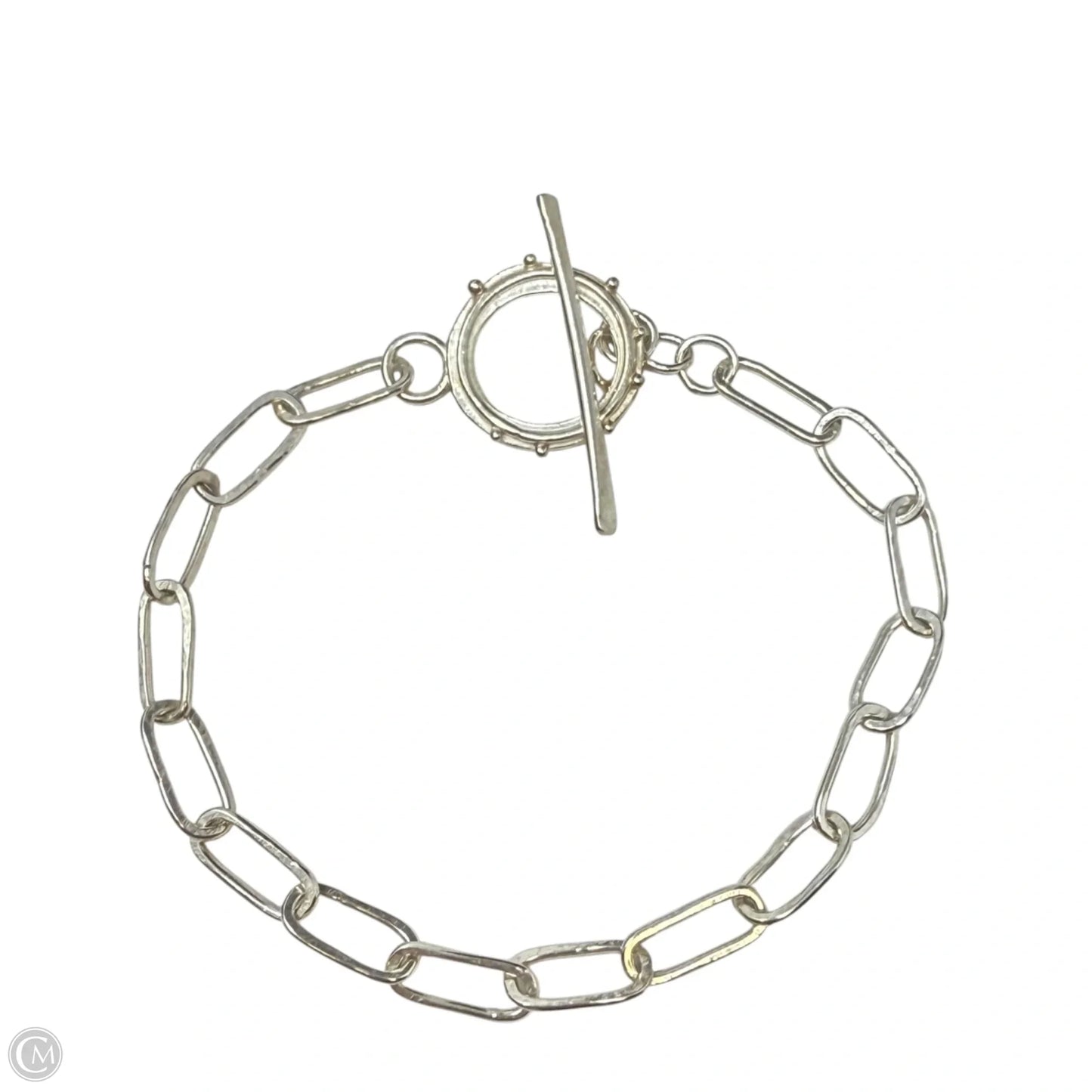 Silver Tone Paperclip Chain Toggle Bracelet