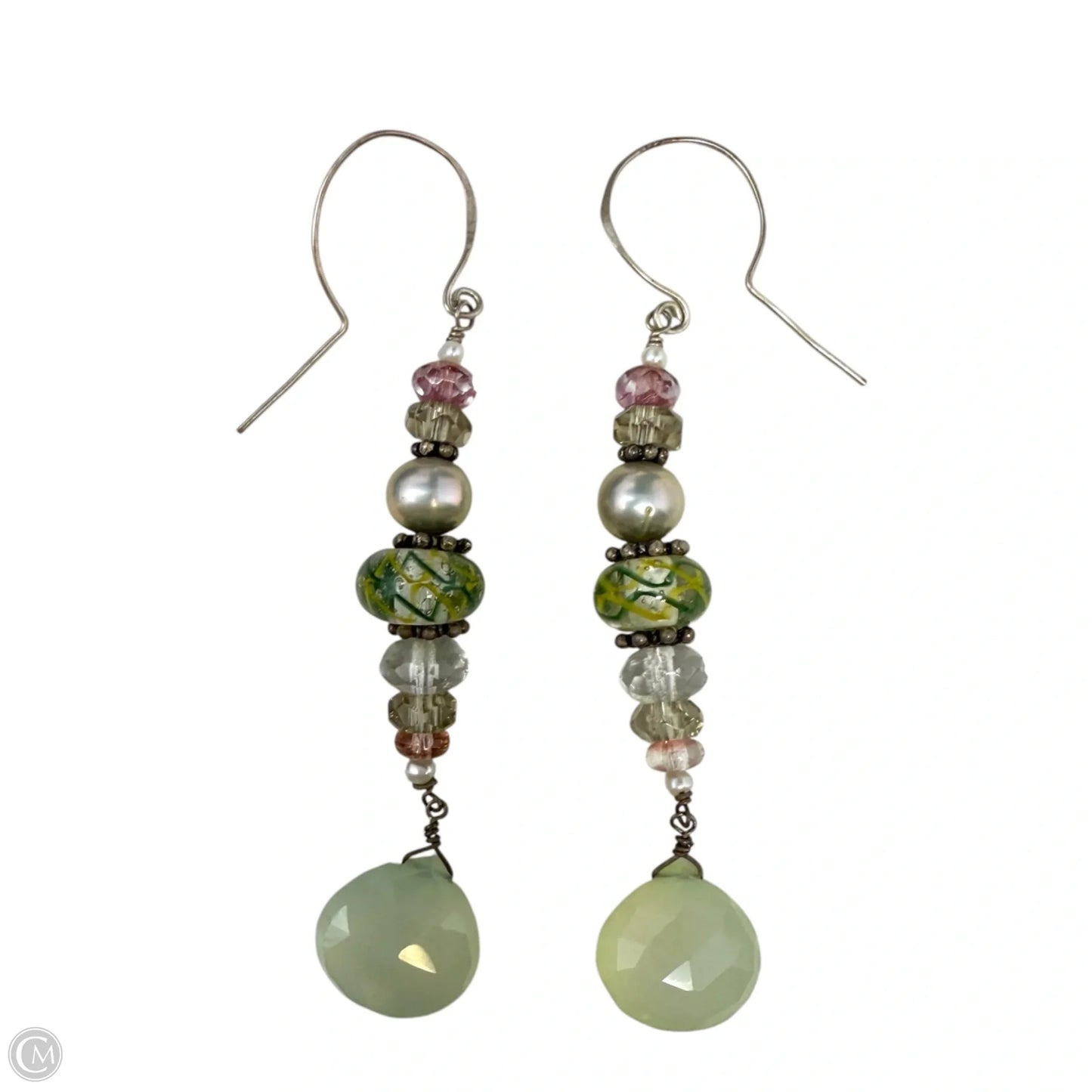 Multicolored Gemstone & Glass Bead Accent Dangle Earrings