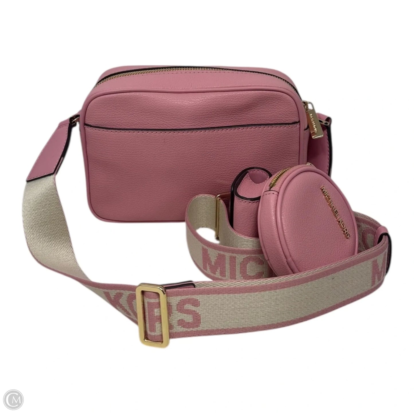 Jet Set Pebbled Leather Pocket Crossbody Bag with Coin Purse & AirPods Case In Pink Designer By Michael Kors, Size: Medium