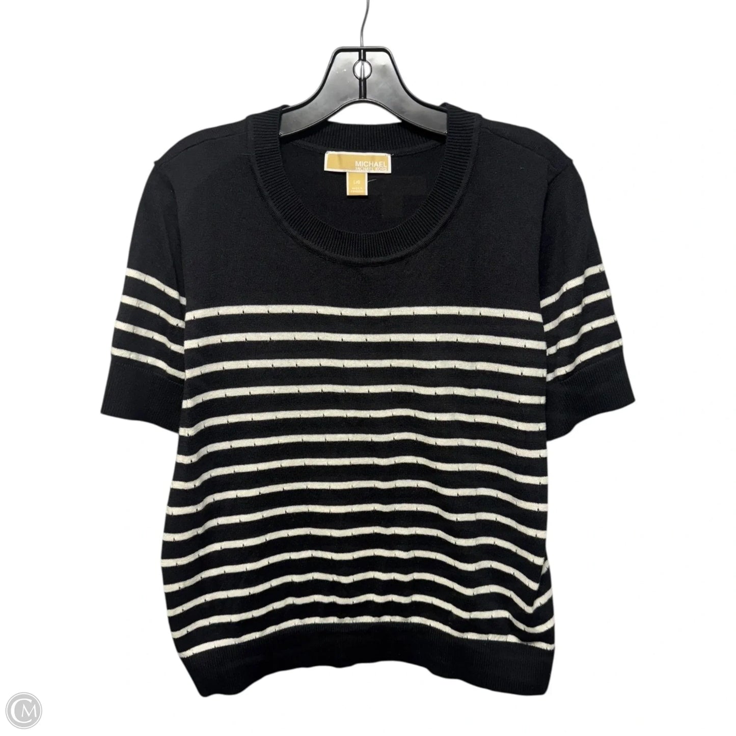 Sweater Short Sleeve By Michael By Michael Kors In Striped Pattern, Size: L