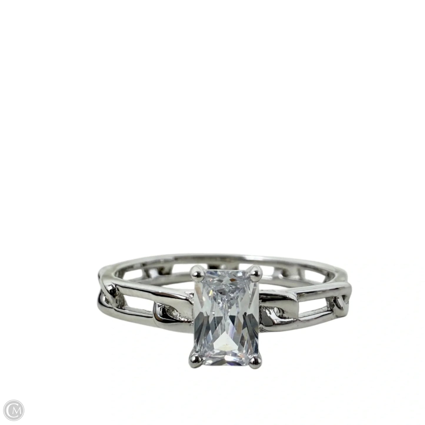 Sterling Silver Radiant Cut Cubic Zirconia Ring By Milor Italy, Size: 7