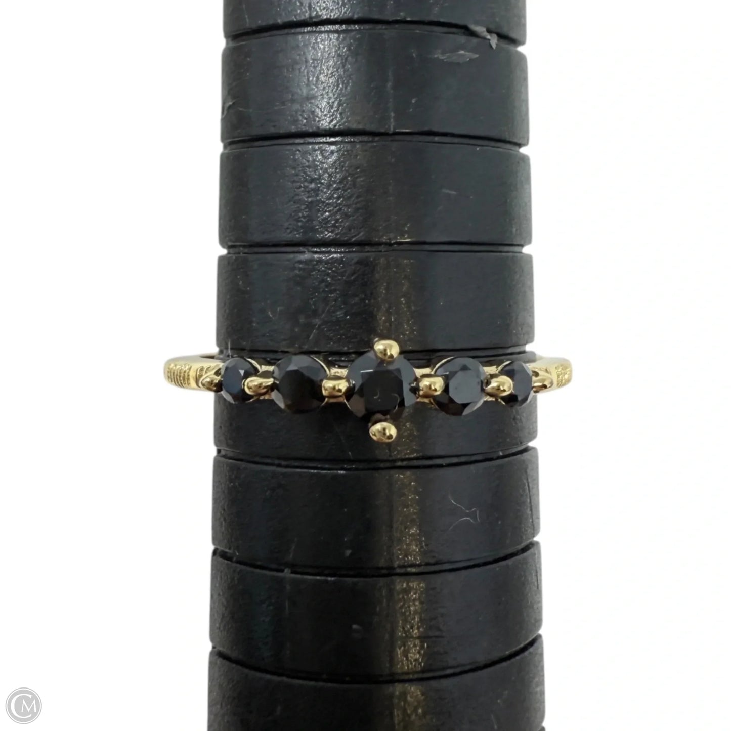 Gold Over Sterling Silver Five Stone Black Onyx Band Ring, Size: 7