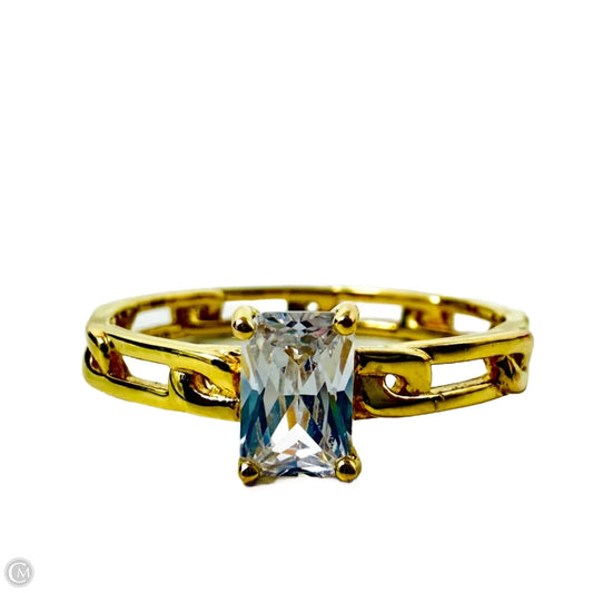 Gold Over Sterling Silver Radiant Cut Cubic Zirconia Ring By Milor Italy, Size: 8