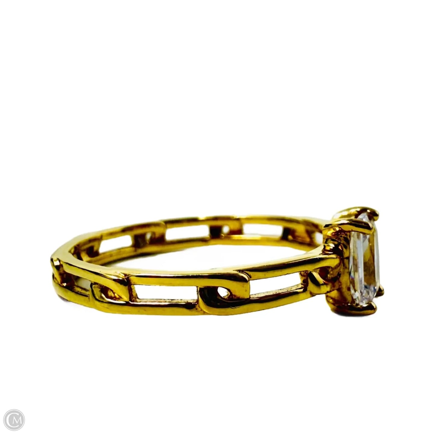 Gold Over Sterling Silver Radiant Cut Cubic Zirconia Ring By Milor Italy, Size: 8