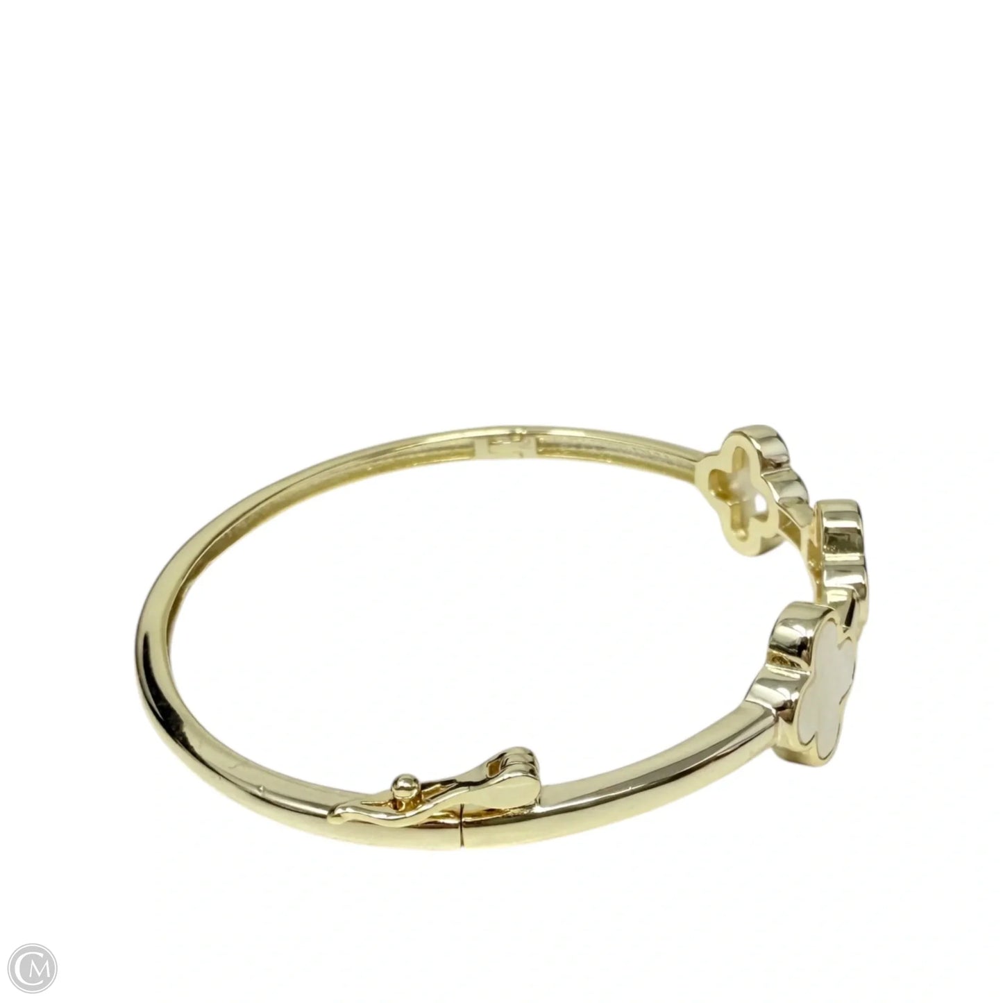 Golden Triple Clover Hinged Bangle Bracelet