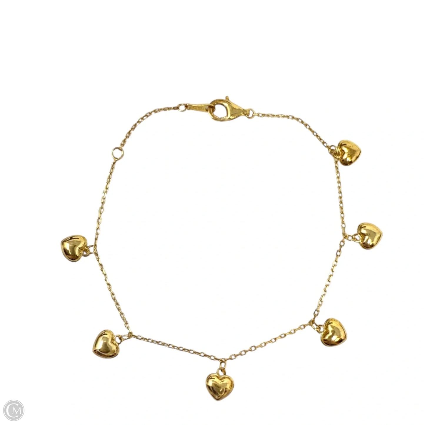 Gold Over Sterling Tiny Puffy Heart Charm Bracelet