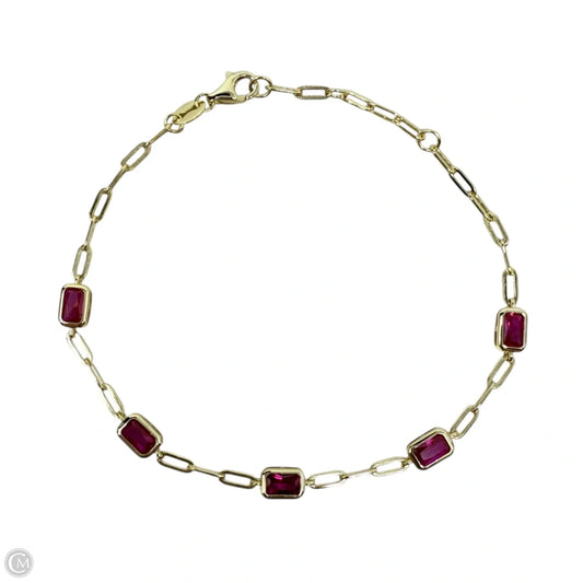 Gold Over Sterling Silver Ruby CZ Tennis Bracelet