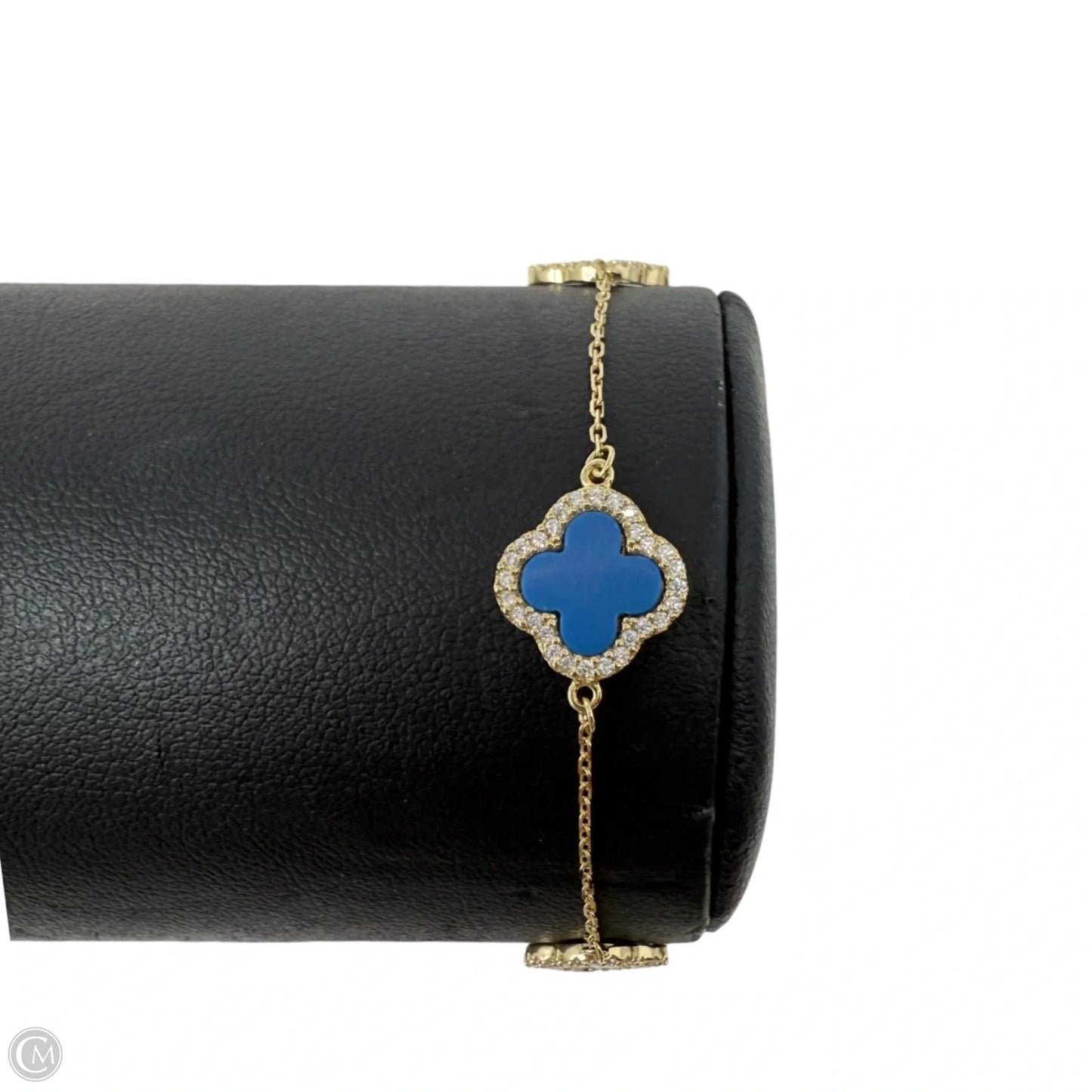 Gold Over Sterling Silver Three Pavé Clover Chain Bracelet