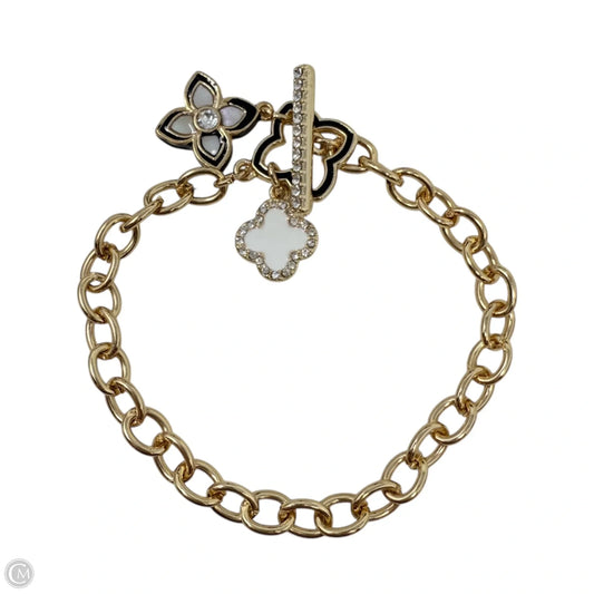 Gold Tone Clover Charm Toggle Bracelet
