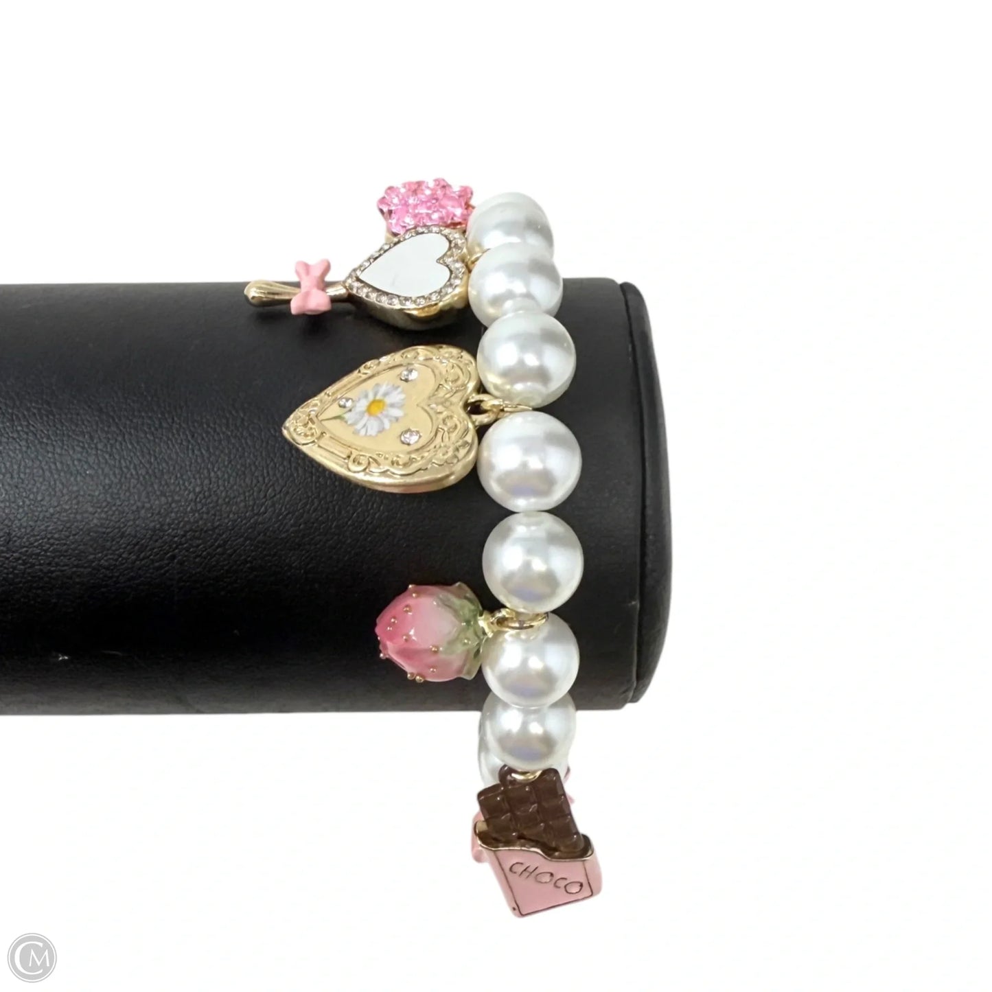Faux Pearl Charm Stretch Bracelet By Betsey Johnson