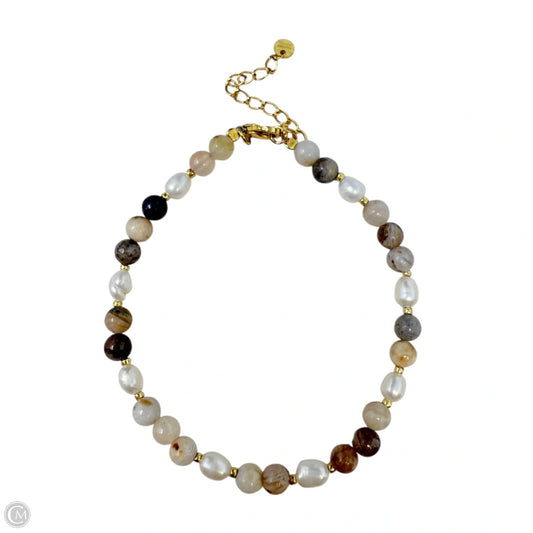 Gold Over Sterling Silver, Pearl & Agate Beaded Bracelet By Essential Ritual