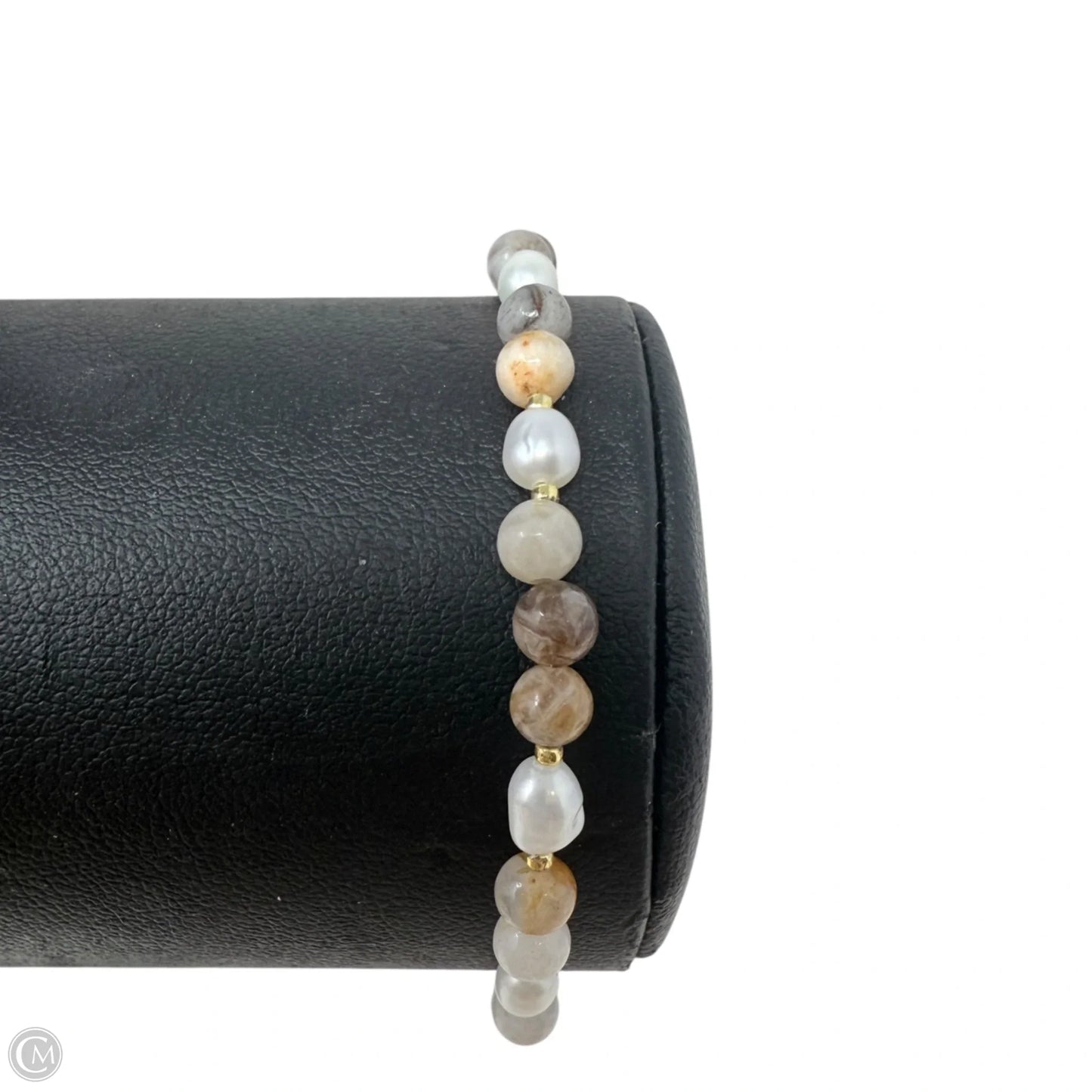 Gold Over Sterling Silver, Pearl & Agate Beaded Bracelet By Essential Ritual