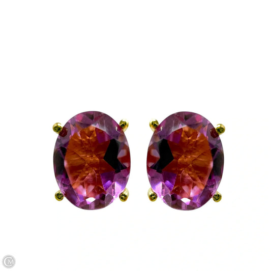 Gold Over Sterling Oval Pink Faceted Stone Stud Earrings By Clothes Mentor