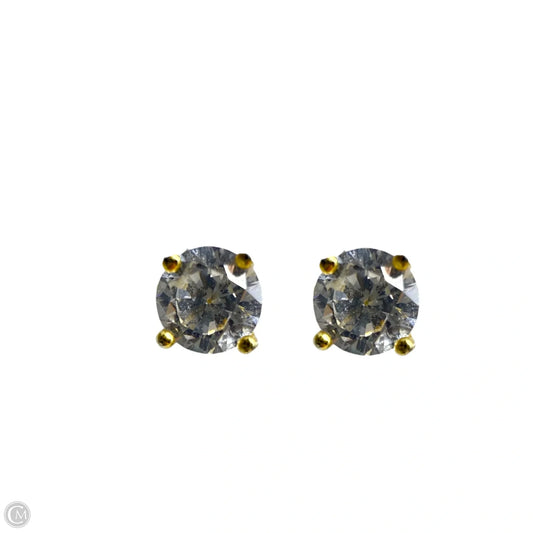 Gold Over Sterling Crystal Solitaire Stud Earrings