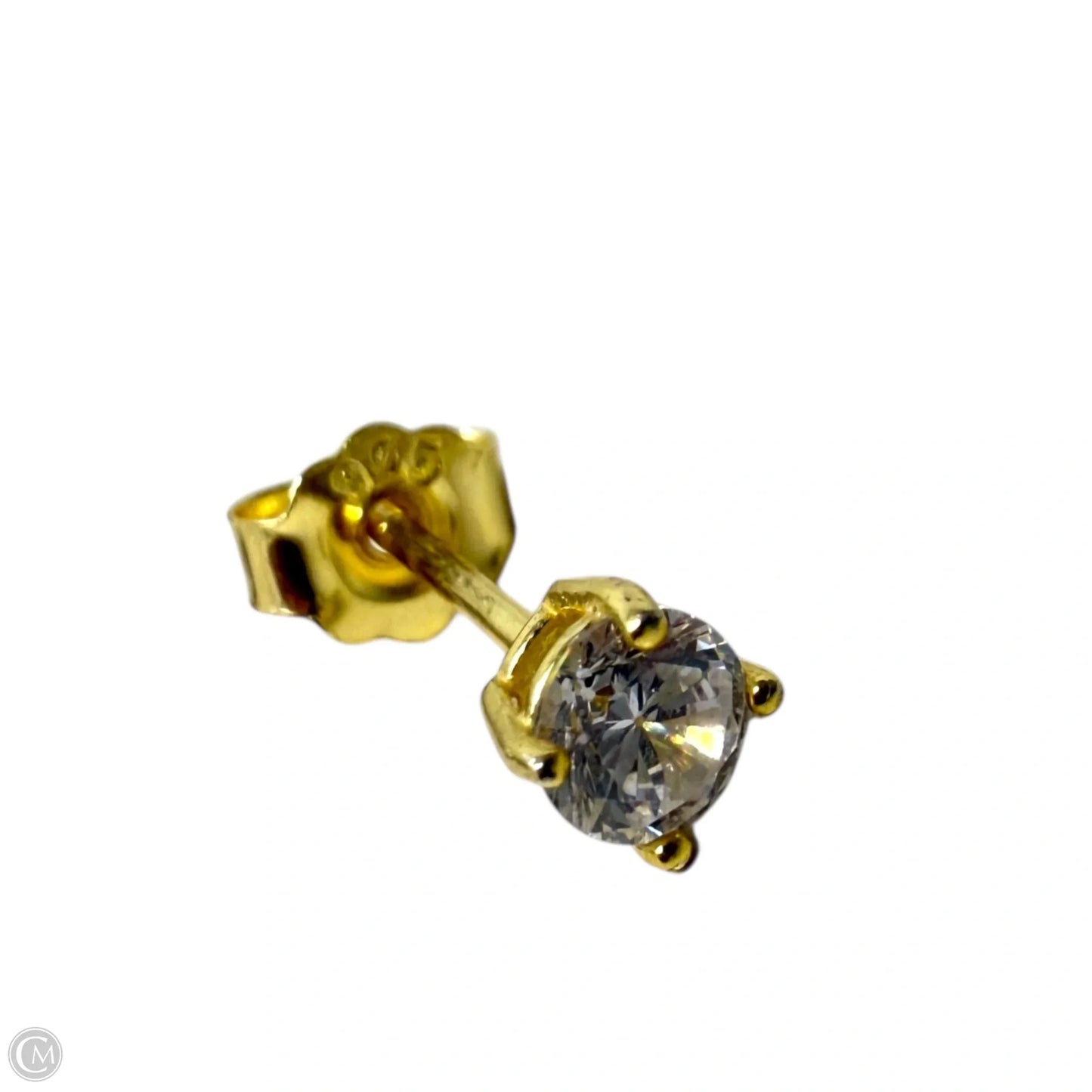 Gold Over Sterling Crystal Solitaire Stud Earrings
