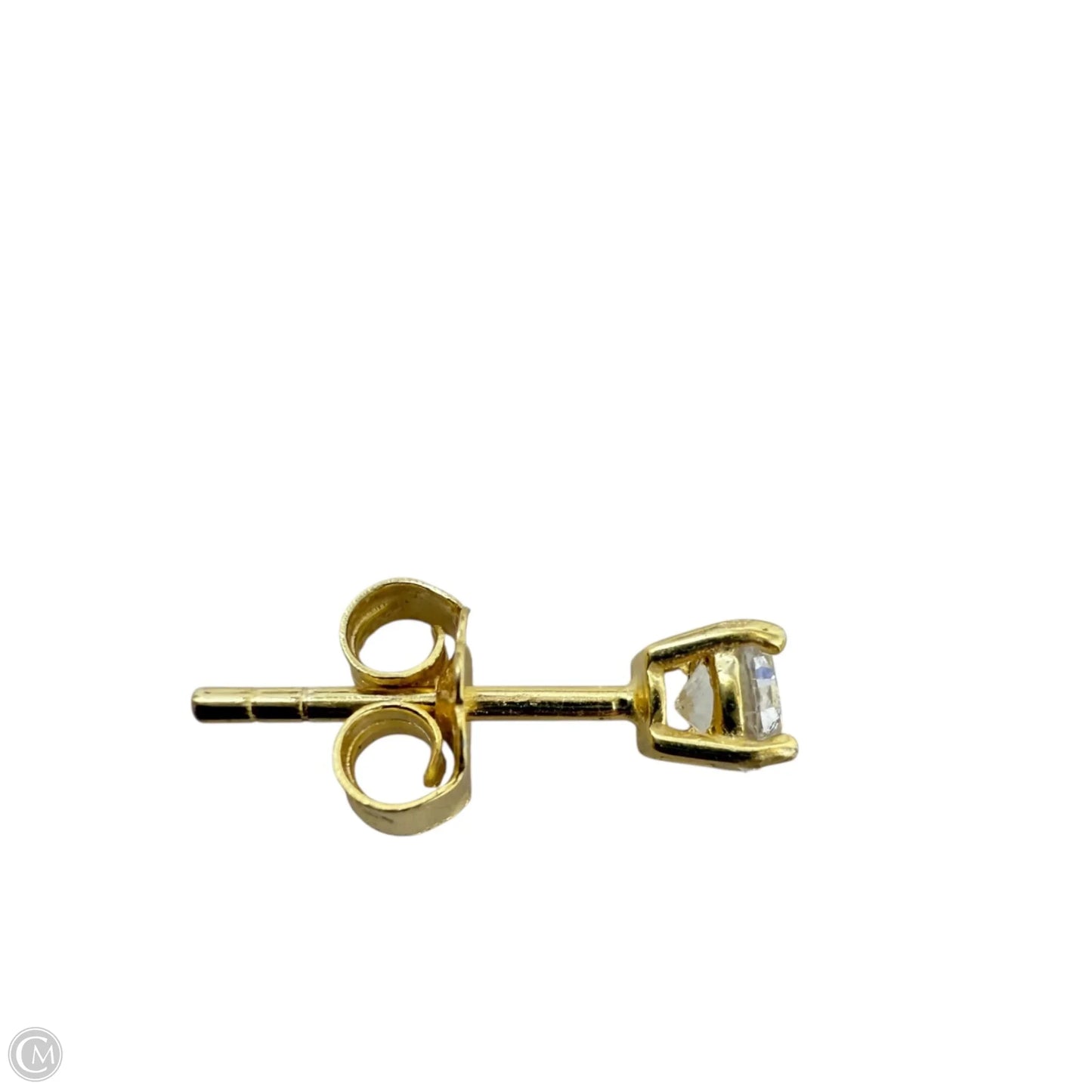 Gold Over Sterling Crystal Solitaire Stud Earrings