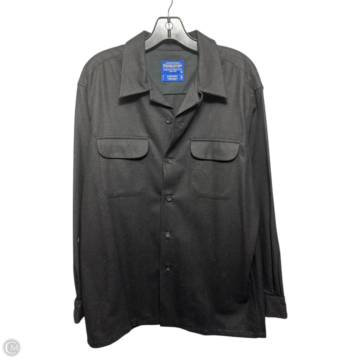 Wool Board Shirt Long Sleeve By Pendleton In Black, Size: M