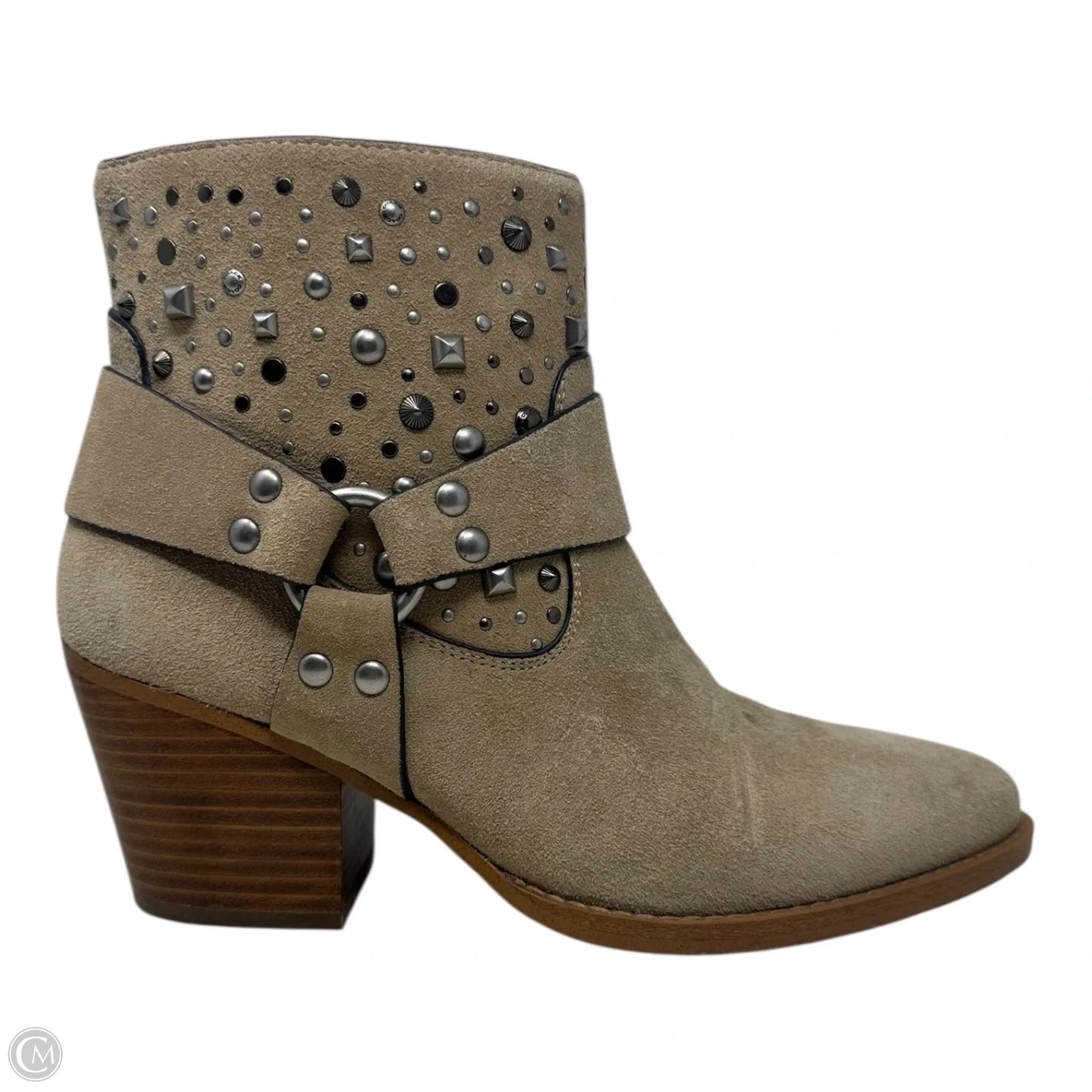 Pia Studded Boots Designer By Coach In Taupe, Size: 8.5