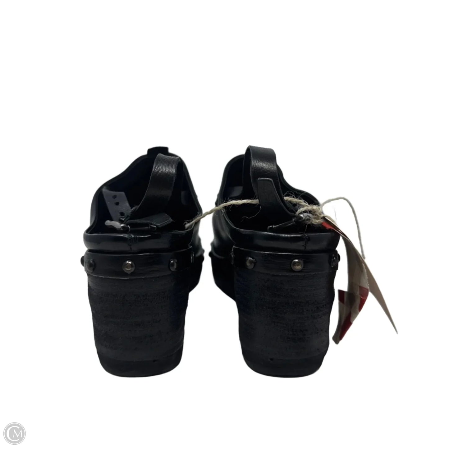 Slingback Clog Shoes Heels Block By A.S. 98 In Black, Size: 10.5