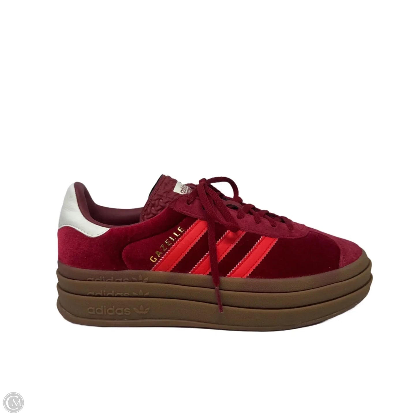 Gazelle Bold Velvet Platform Shoes Sneakers By Adidas In Red, Size: 7.5