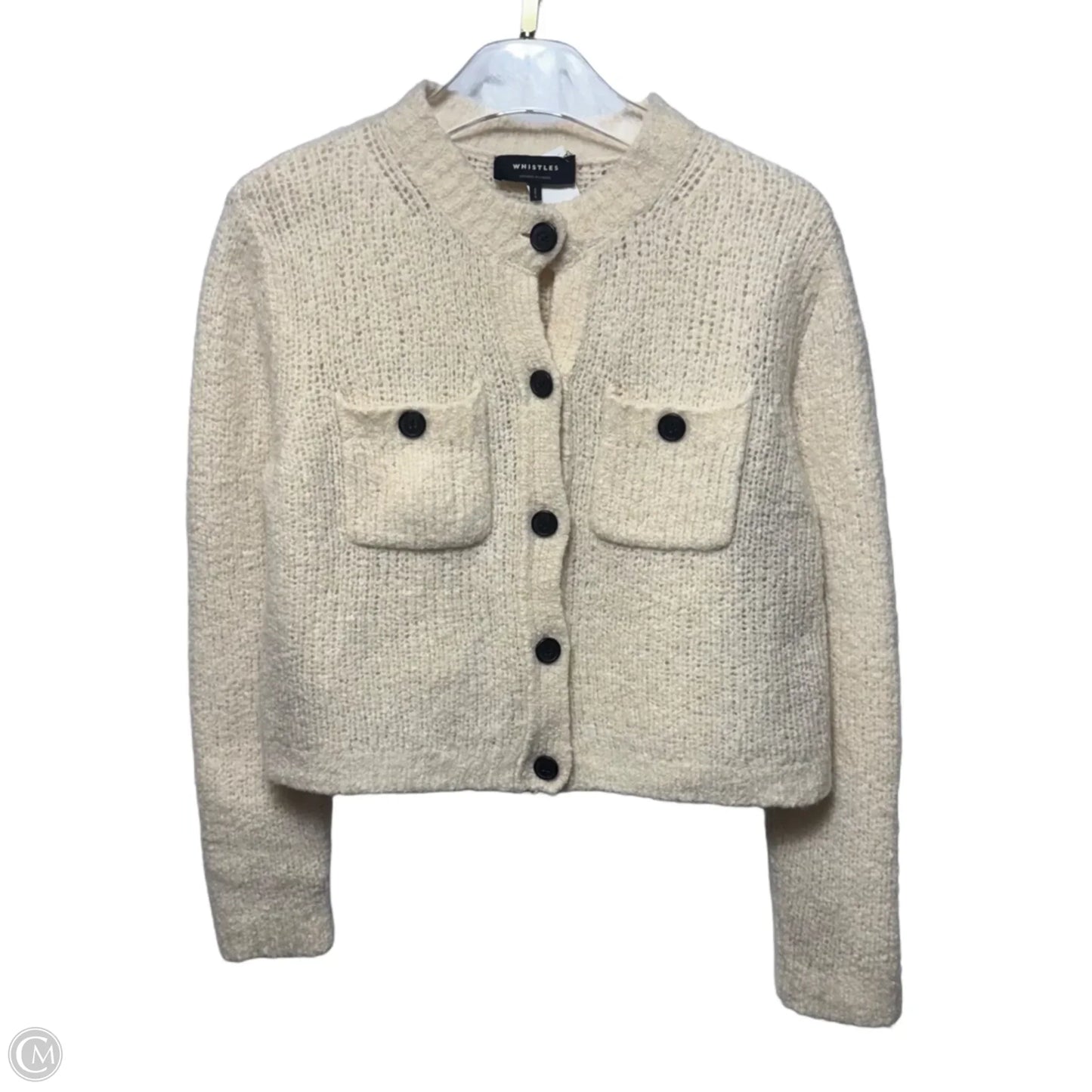 Wool Blend Textured Cardigan By Whistles In Cream, Size: M