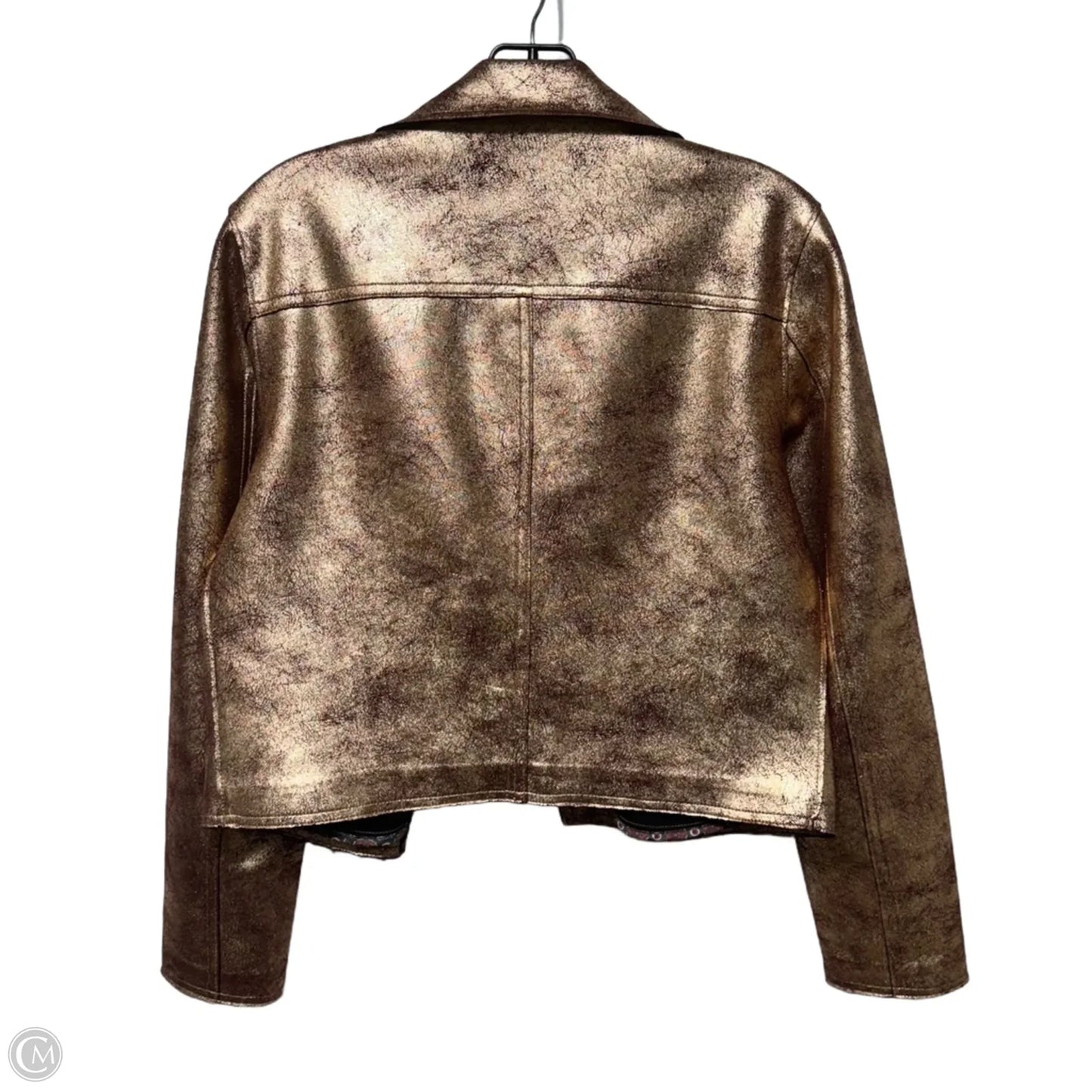 Metallic Cropped Jacket Moto By Anthropologie In Rose Gold, Size: M