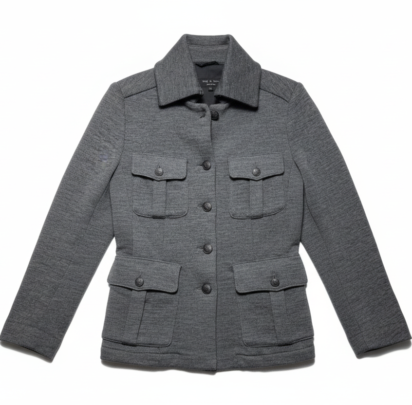 Merino Wool Military Jacket By Rag And Bone In Grey, Size: XS
