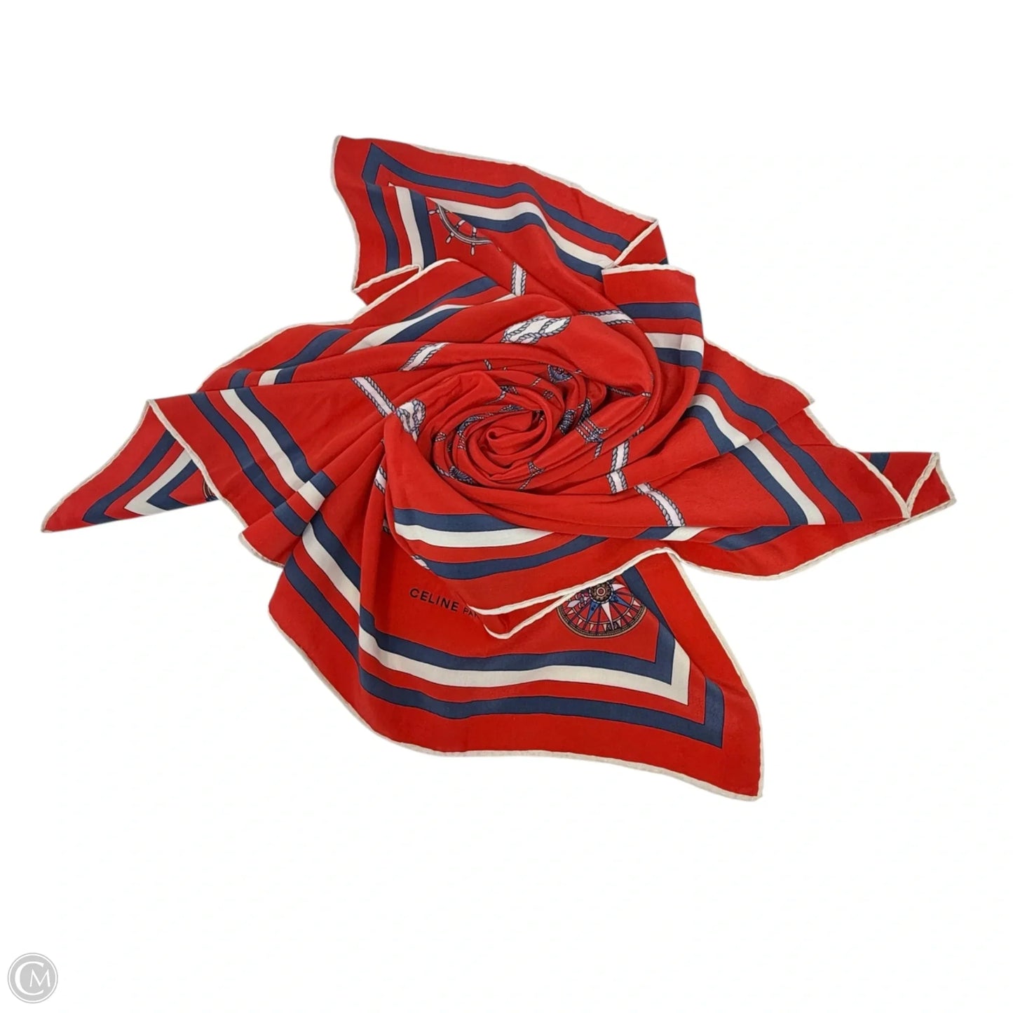Nautical Themed Red Silk Scarf Luxury Designer By Celine