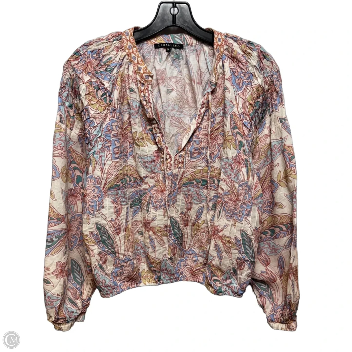 Dolly Blouse Long Sleeve By Caballero In Floral Print, Size: M
