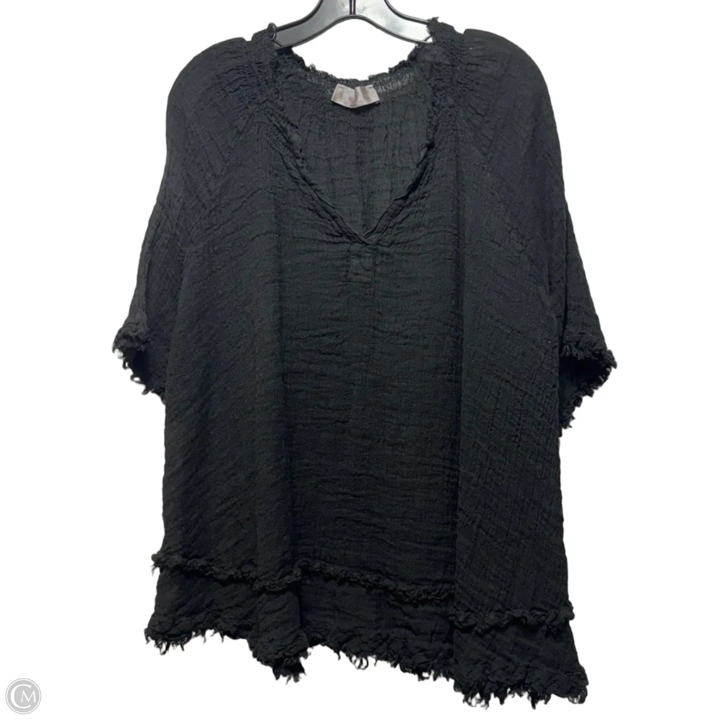 Top Short Sleeve By Tina Stephens In Black, Size: S